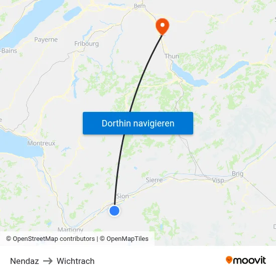 Nendaz to Wichtrach map