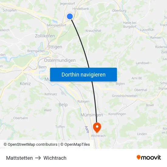 Mattstetten to Wichtrach map