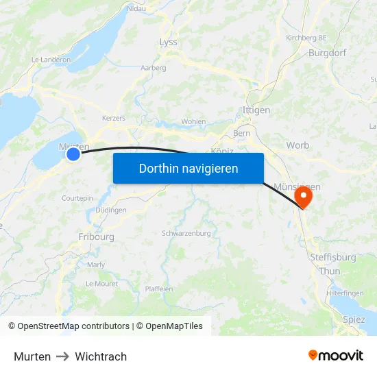 Murten to Wichtrach map