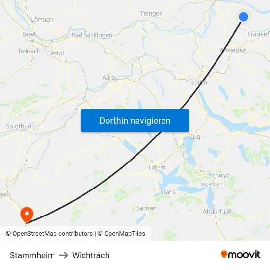 Stammheim to Wichtrach map
