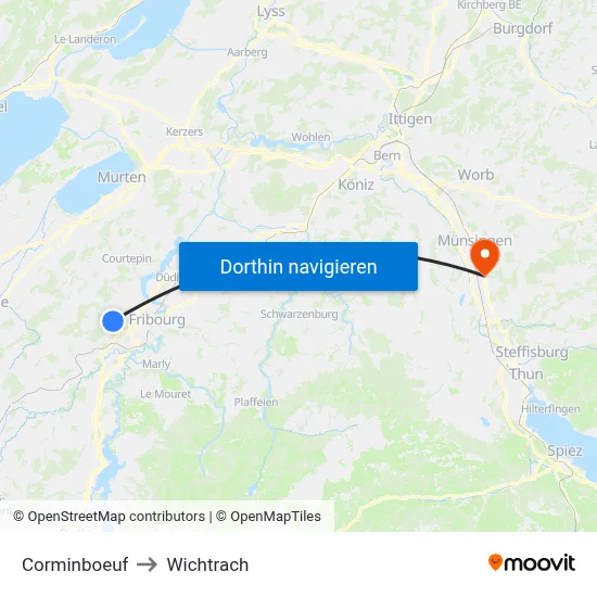 Corminboeuf to Wichtrach map