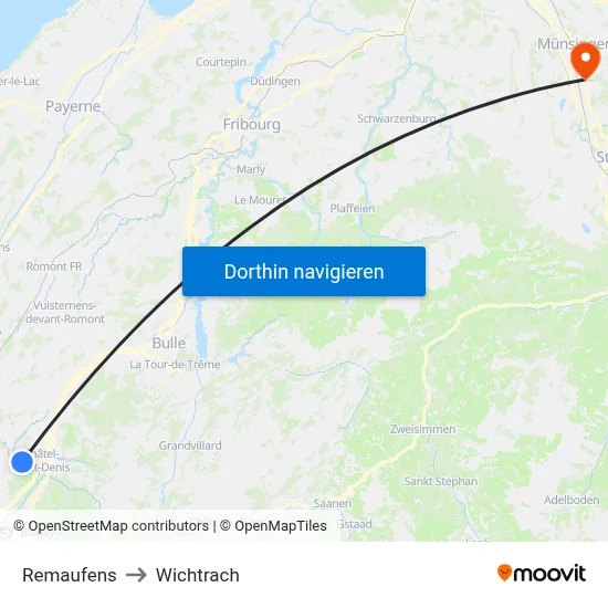 Remaufens to Wichtrach map