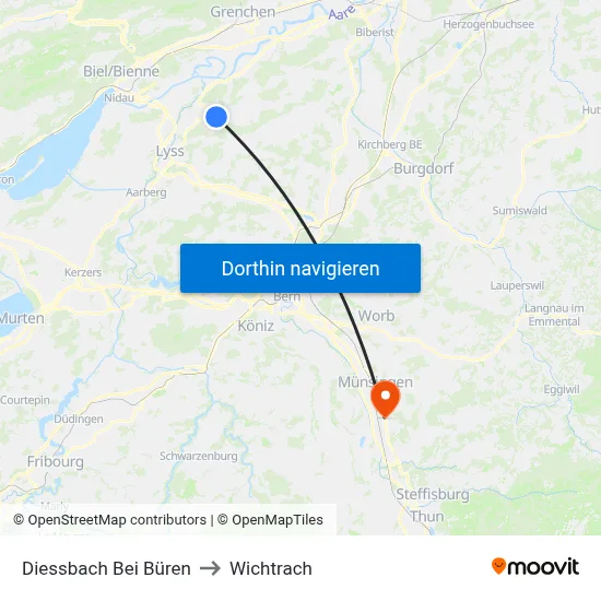 Diessbach Bei Büren to Wichtrach map