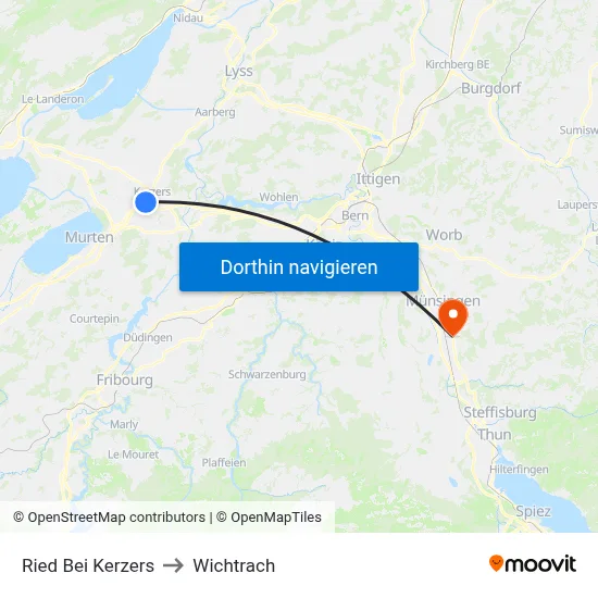 Ried Bei Kerzers to Wichtrach map