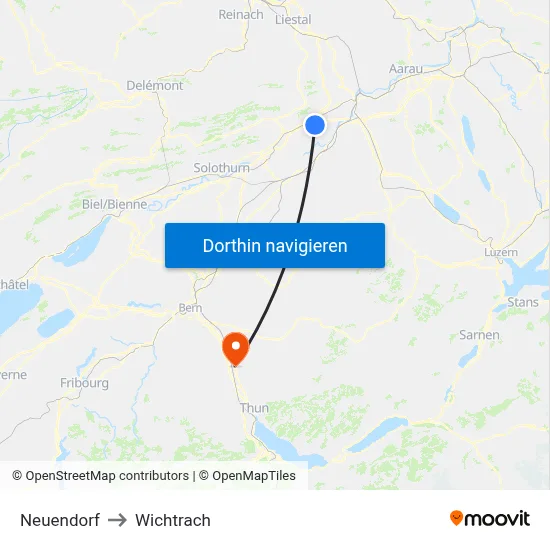 Neuendorf to Wichtrach map