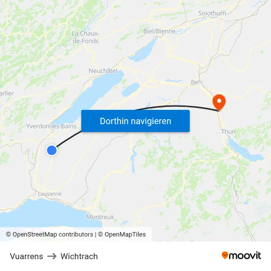 Vuarrens to Wichtrach map