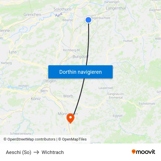 Aeschi (So) to Wichtrach map