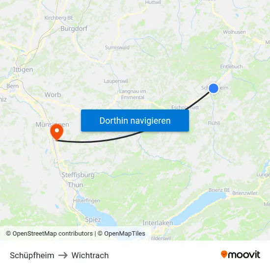 Schüpfheim to Wichtrach map