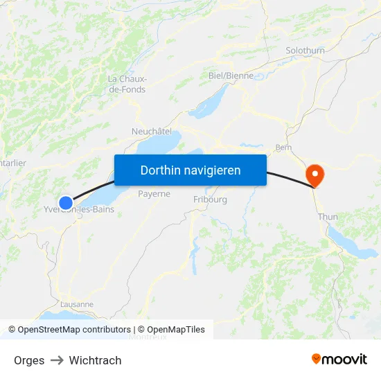 Orges to Wichtrach map