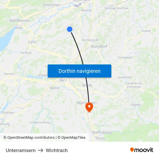 Unterramsern to Wichtrach map
