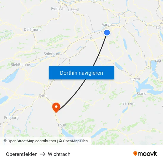 Oberentfelden to Wichtrach map