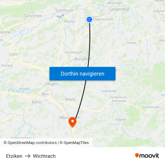 Etziken to Wichtrach map