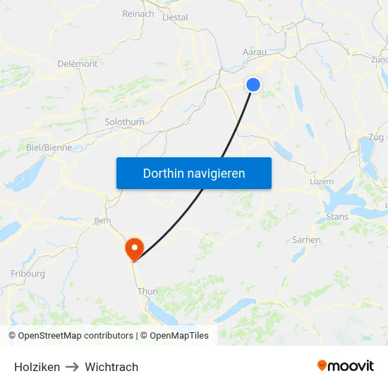 Holziken to Wichtrach map