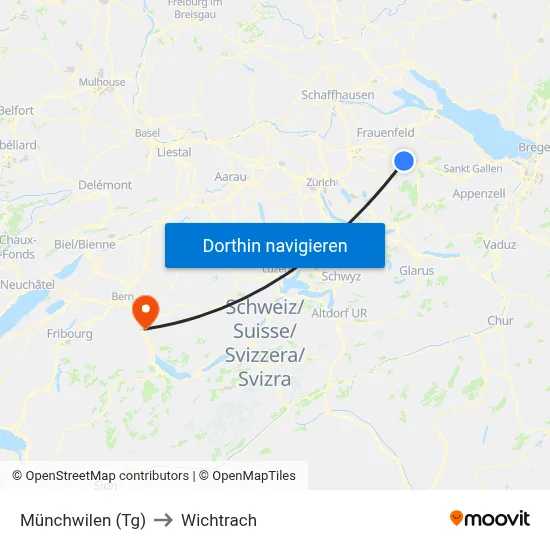 Münchwilen (Tg) to Wichtrach map