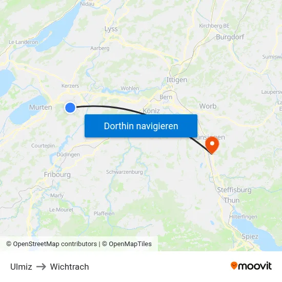 Ulmiz to Wichtrach map