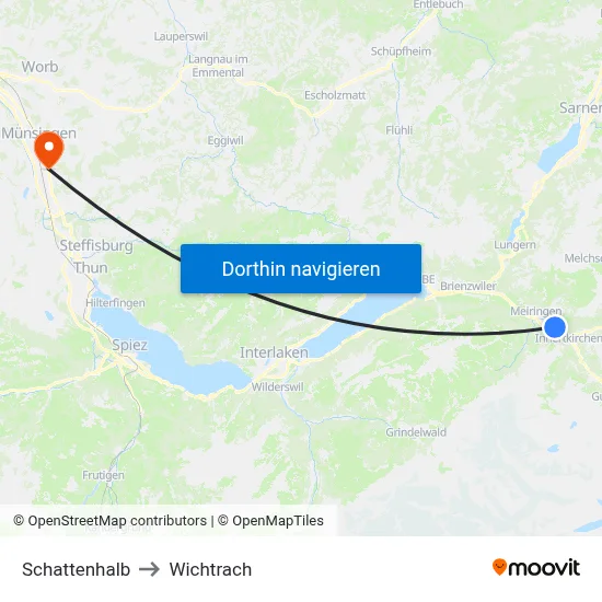 Schattenhalb to Wichtrach map