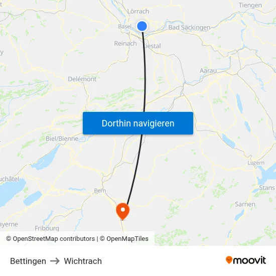 Bettingen to Wichtrach map
