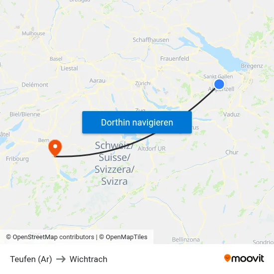 Teufen (Ar) to Wichtrach map