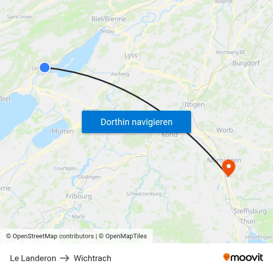 Le Landeron to Wichtrach map