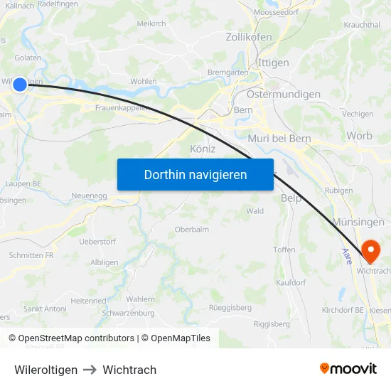 Wileroltigen to Wichtrach map