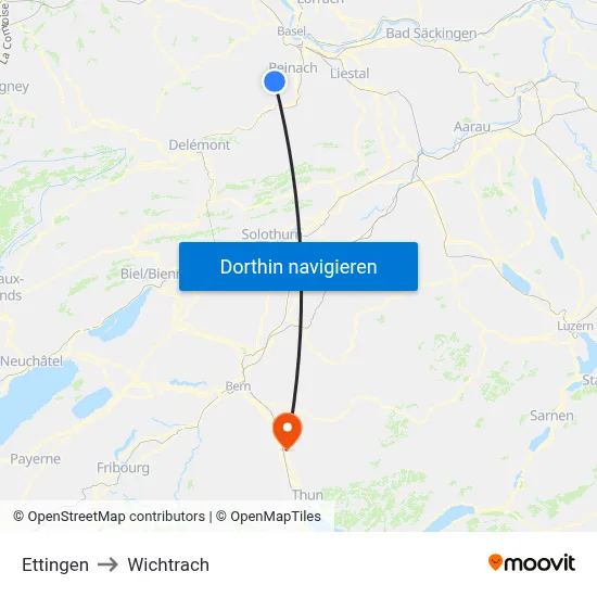 Ettingen to Wichtrach map