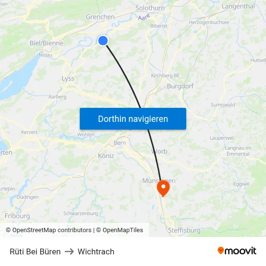 Rüti Bei Büren to Wichtrach map