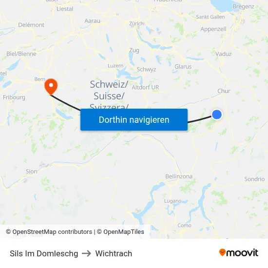 Sils Im Domleschg to Wichtrach map
