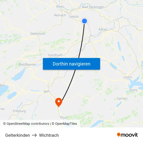 Gelterkinden to Wichtrach map