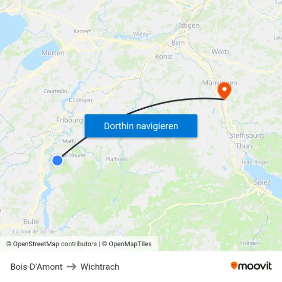 Bois-D’Amont to Wichtrach map