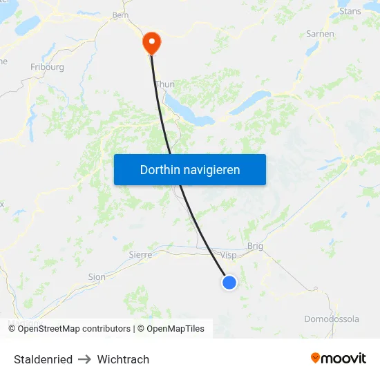 Staldenried to Wichtrach map