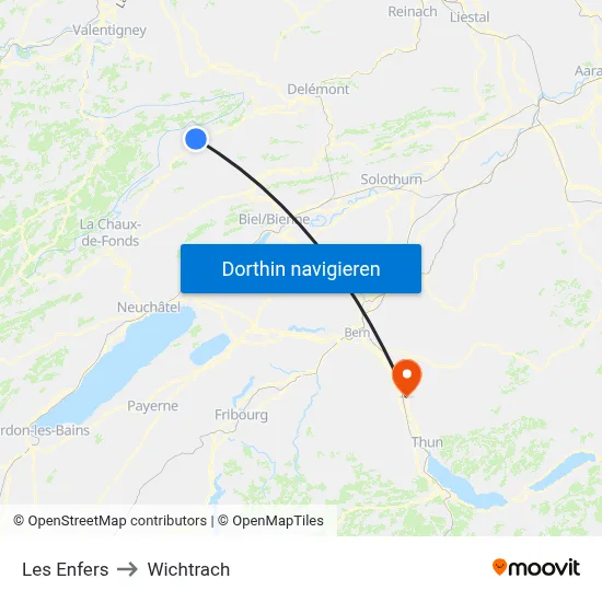 Les Enfers to Wichtrach map