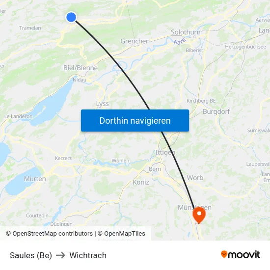 Saules (Be) to Wichtrach map