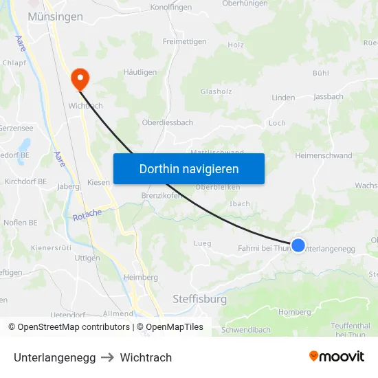 Unterlangenegg to Wichtrach map