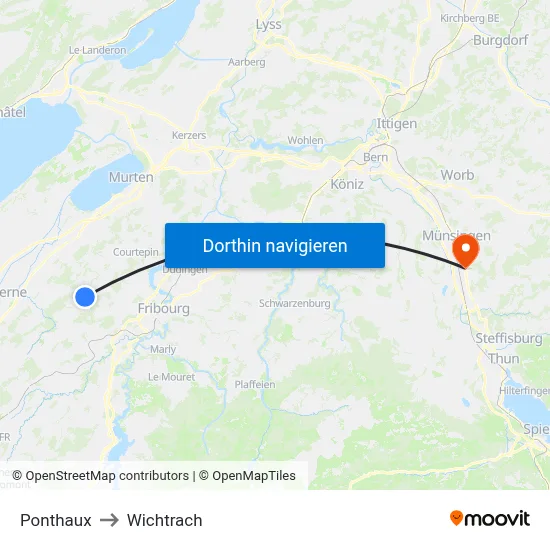 Ponthaux to Wichtrach map