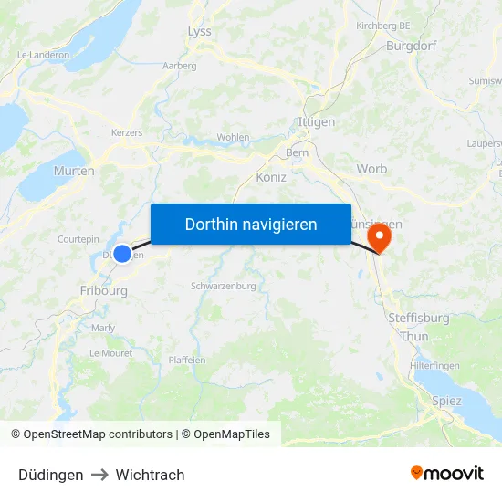 Düdingen to Wichtrach map