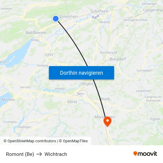 Romont (Be) to Wichtrach map