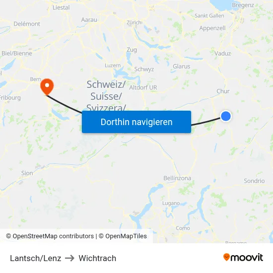 Lantsch/Lenz to Wichtrach map
