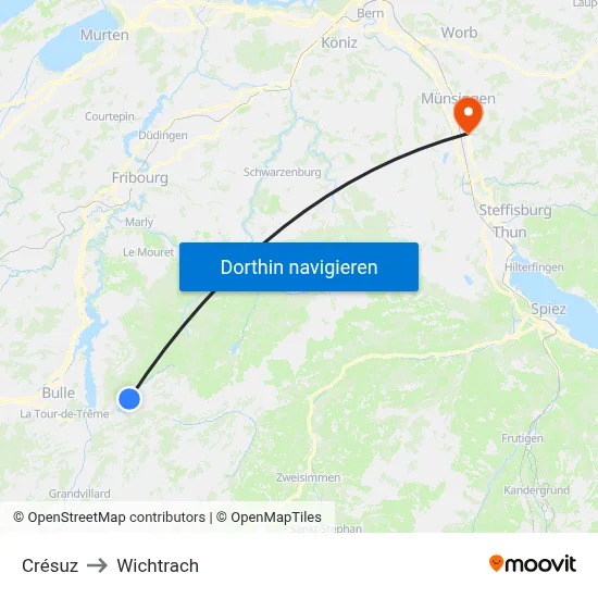 Crésuz to Wichtrach map