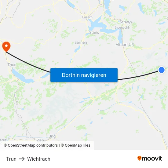 Trun to Wichtrach map