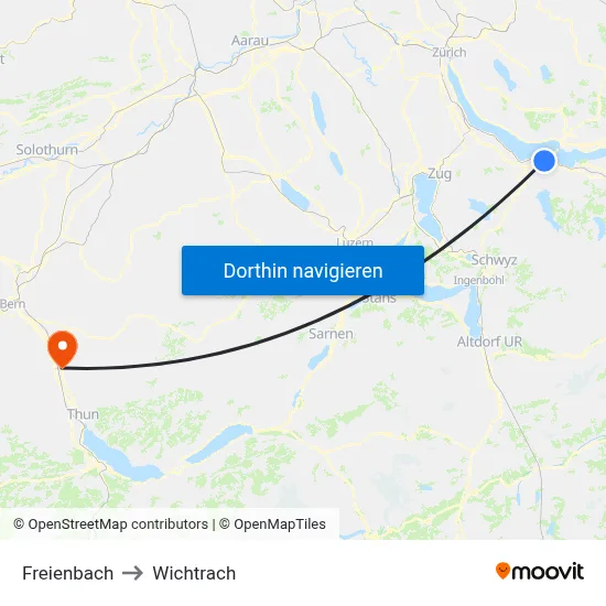 Freienbach to Wichtrach map