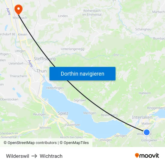 Wilderswil to Wichtrach map