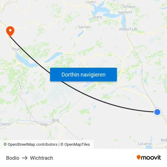 Bodio to Wichtrach map