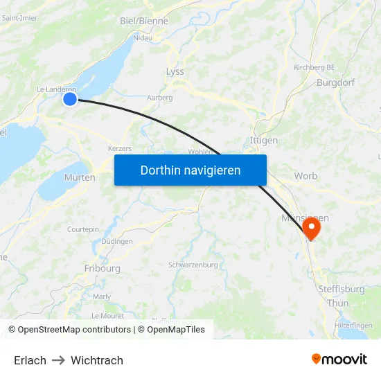 Erlach to Wichtrach map