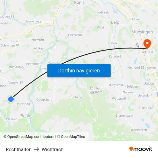 Rechthalten to Wichtrach map