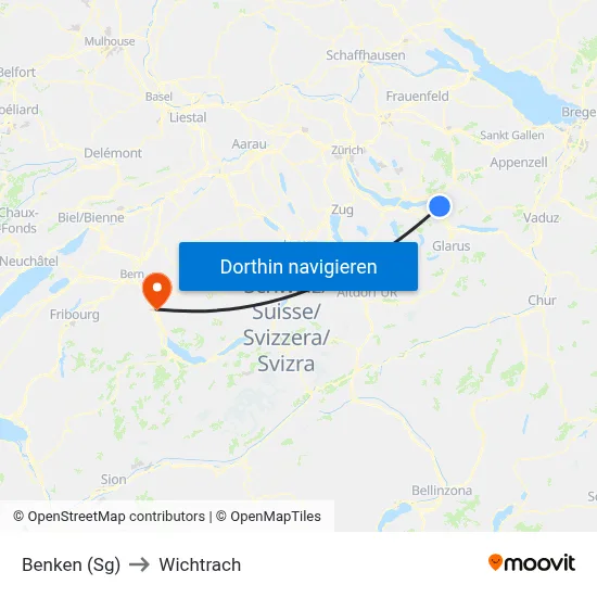 Benken (Sg) to Wichtrach map