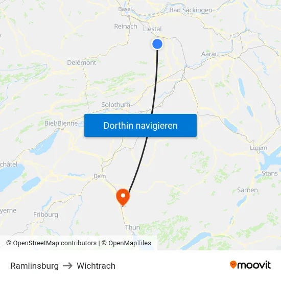 Ramlinsburg to Wichtrach map