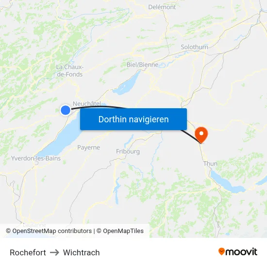 Rochefort to Wichtrach map