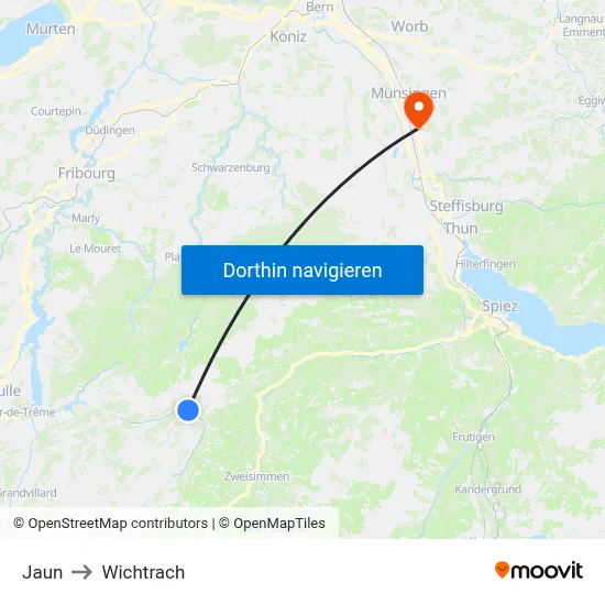Jaun to Wichtrach map