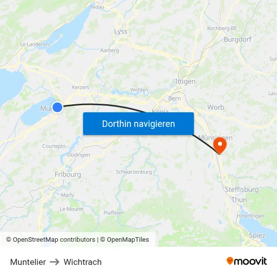 Muntelier to Wichtrach map