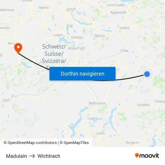Madulain to Wichtrach map